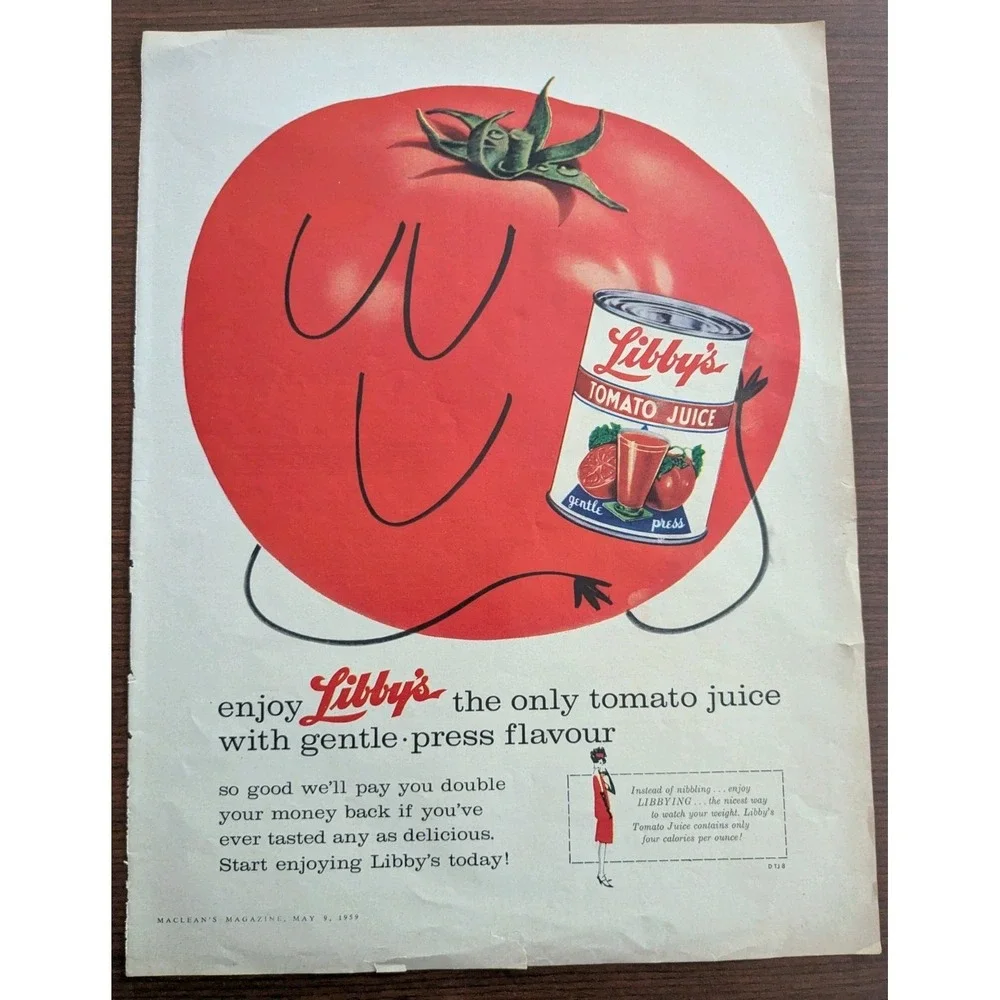 1959 Libby's Tomato Juice Vintage Magazine Ad Maclean's Canada Retro Kitchen Dec - Picture 1 of 7